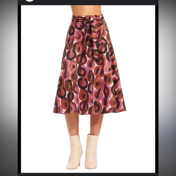 NWT Eva Franco flounced  skirt ❤️ size 6 new groovy Allas belted Anthropologie - Picture 1 of 6